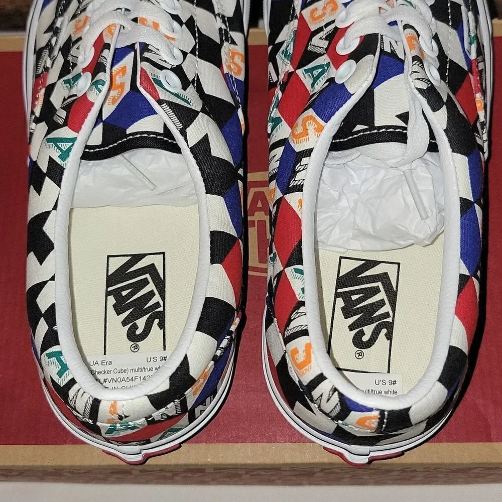 New VANS UA Era Checker Cube Multi / True White Mens 9 - Picture 8 of 11